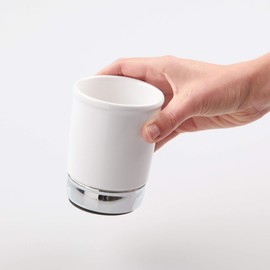 InterDesign York Ceramic Tumbler for Bathroom Vanities - White/Chrome
