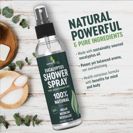 Pure Eucalyptus Shower Spray Big (8oz) - 100% Pure and Organic Oil - Eucalyptus Spray for Shower, Sauna and Spa - Steam Room Oil - Made in USA - Big (8oz)