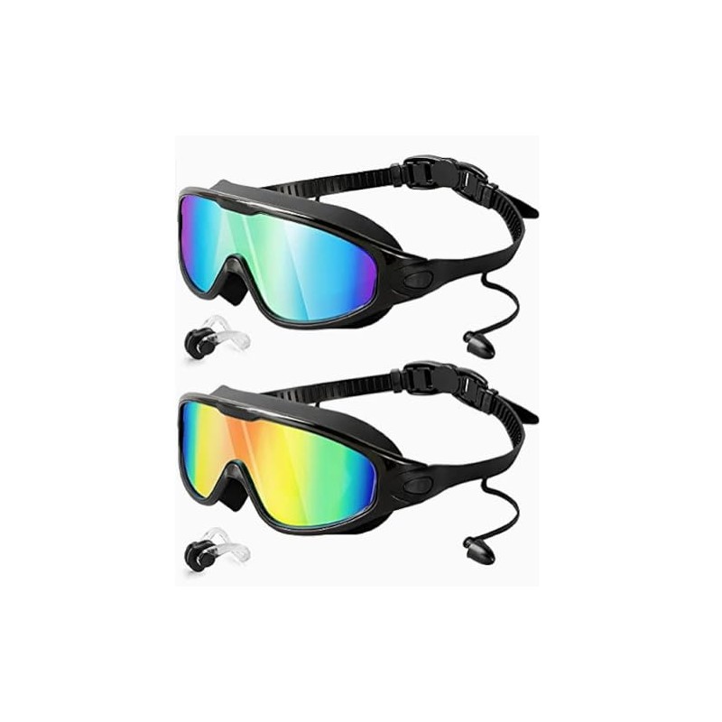 Olutula Large Frame Integrated Earplugs Swimming Goggles in Colorful Blue