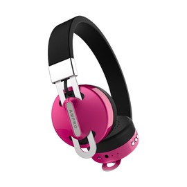 On-Ear Headphones by AMPRO: Wired and Wireless Bluetooth Headphones with Built-in Microphone - Rechargeable Over-Ear Headphones with Adjustable Headband and FM Radio (Pink)
