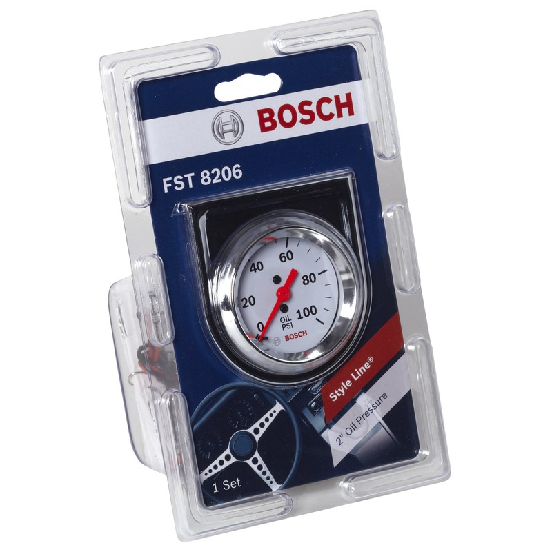 Bosch SP0F000044 Style Line 2" Mechanical Oil Pressure Gauge (White
