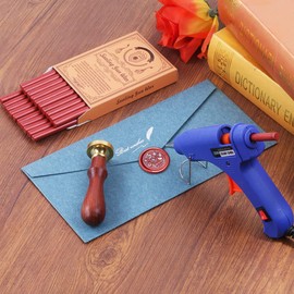 Wax Seal Kits, Wasole 20Pcs Wine Red Sealing Wax Sticks with 1 Pieces Glue Gun Set for Wax Seal Stamp, Great for Wedding Invitations, Birthday Cards, Envelopes, Gift Wrapping (Wine Red)