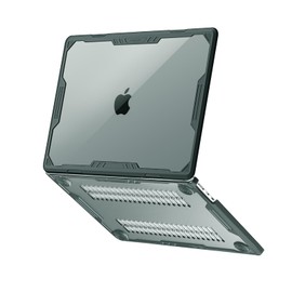 MOSISO Compatible with MacBook Air 13 inch Case 2025 2024 2023 2022 M4 A3240 M3 A3113 M2 A2681, Symmetric Geometric Heavy Duty Rugged Protective Plastic Hard Shell Cover with TPU Bumper, Emerald Green