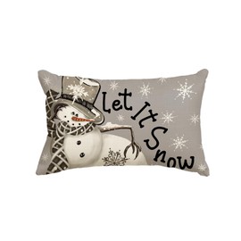 AVOIN colorlife Christmas Winter Polka Dot Snowman I Smell Snow Throw Pillow Cover, 12 x 20 Inch Winter Holiday Cushion Case Decoration for Sofa Couch
