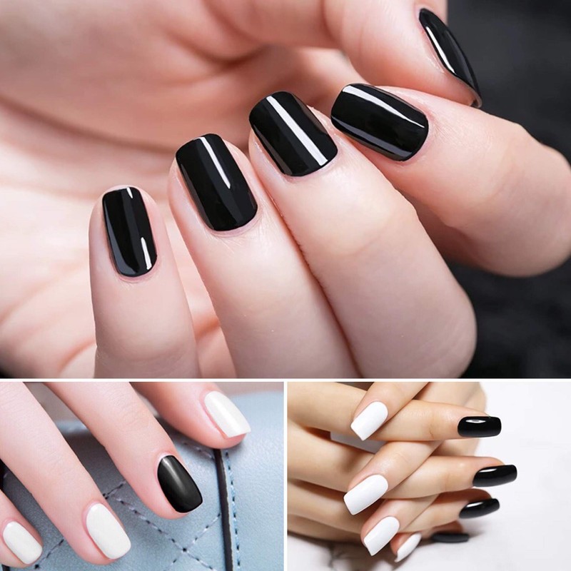 Vishine Semi-Permanent Gel Nail Polish Set of 4 White, Black,