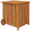 TREATLIFE HOME Patio Storage Box with Wheels, Solid Acacia Wood,