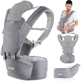 Baby Carrier Newborn to Toddler: 9-in-1 Ways to Carry Baby Carrier Backpack Ergonomic M Position for 3-36 Months 7-40lbs Baby | Advanced Hip Seat Carrier with Head Hood for All Seasons in/Outdoor