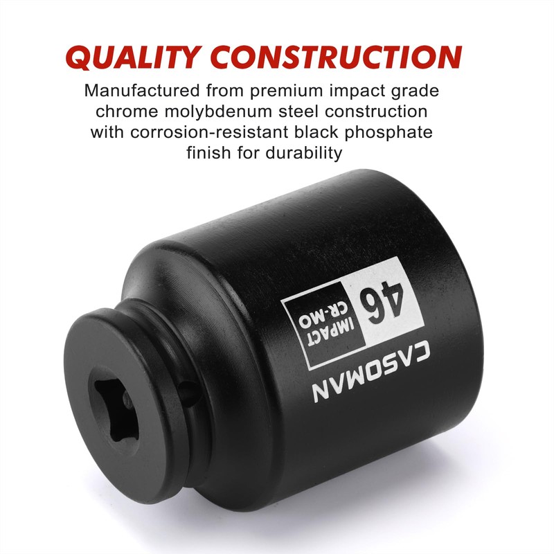 CASOMAN 1/2" Drive x 46mm Deep Impact Socket, 6-Point, 78mm