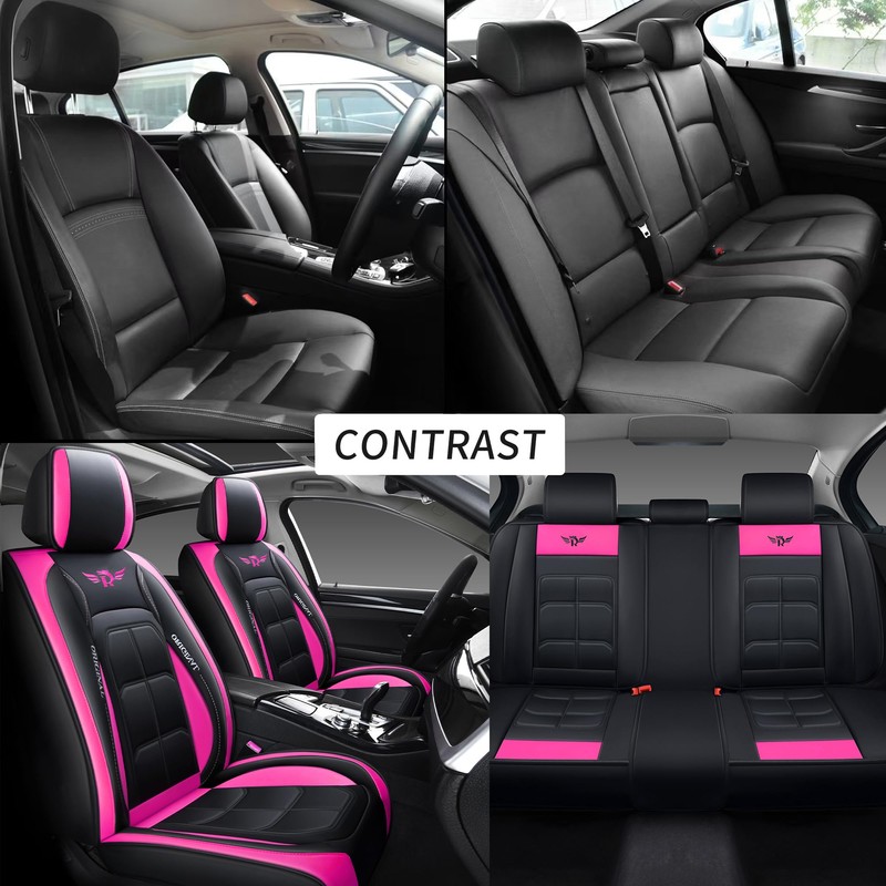 YHCBNKI Universal Fit Car Seat Covers Full Set, Leather Automotive