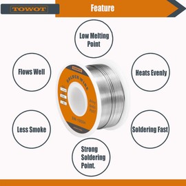 TOWOT 63-37 High Purity Tin Lead Rosin Core Solder Wire for Electrical Soldering, Content 1.8% Solder flux (1.0mm, 50g)