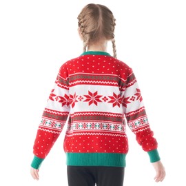 Giggling Getup Ugly Christmas Jumper for Kids, LED Lighted Christmas Reindeer Ugly Jumper, Ugly Christmas Jumper for Kids - Medium (8-10 Years), Red, red