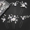 MELLIEX 5 Stück Hochzeit Haarnadeln, Blumen Perlen Braut Haarschmuck Silber