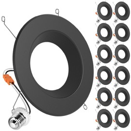 Sunco 12 Pack 5CCT Black LED Recessed Lighting 6 Inch, 2700K/3000K/3500K/4000K/5000K Selectable, Dimmable Can Lights, Baffle Trim, 13W=120W, 869 LM, Damp Rated, Retrofit Installation - UL Listed