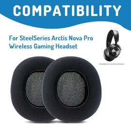 Adhiper Arctis Nova Pro Ear Pads Compatible with SteelSeries Arctis Nova Pro Wireless Gaming Headset, Gel + ICE Silk Cloth with Snap Replacement Ear Pads (Black)
