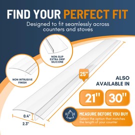 Linda’s Essentials Silicone Stove Gap Covers (2 Pack), Heat Resistant Oven Gap Filler Seals Spaces Between Stovetop and Counter, Easy to Clean Stove Side Guard (25 Inches, Clear)