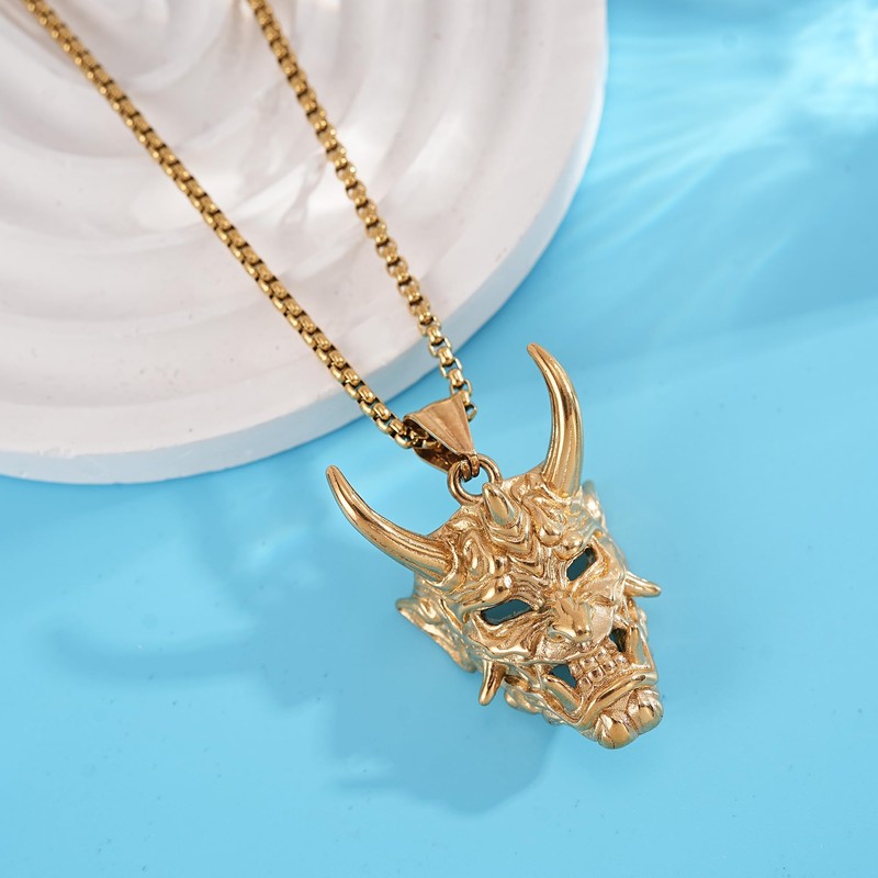 BREGO Men’s Halloween Costume Devil Skull Head Pendant Necklace
