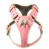 Beautiful Baby Pink Leather Dog Harness with English Bulldog Head