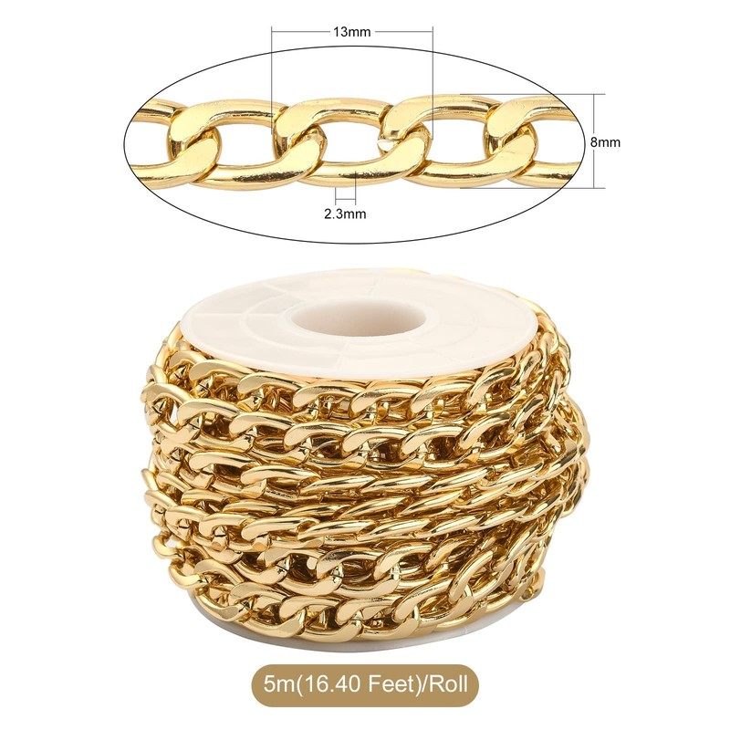 UR URLIFEHALL 5m Aluminum Curb Chains Gold Unwelded Cuban Link