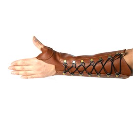 Windfulogo PU Leather Archery Arm Guard Hand Protector Brace Longbow Hunting Shooting Brown