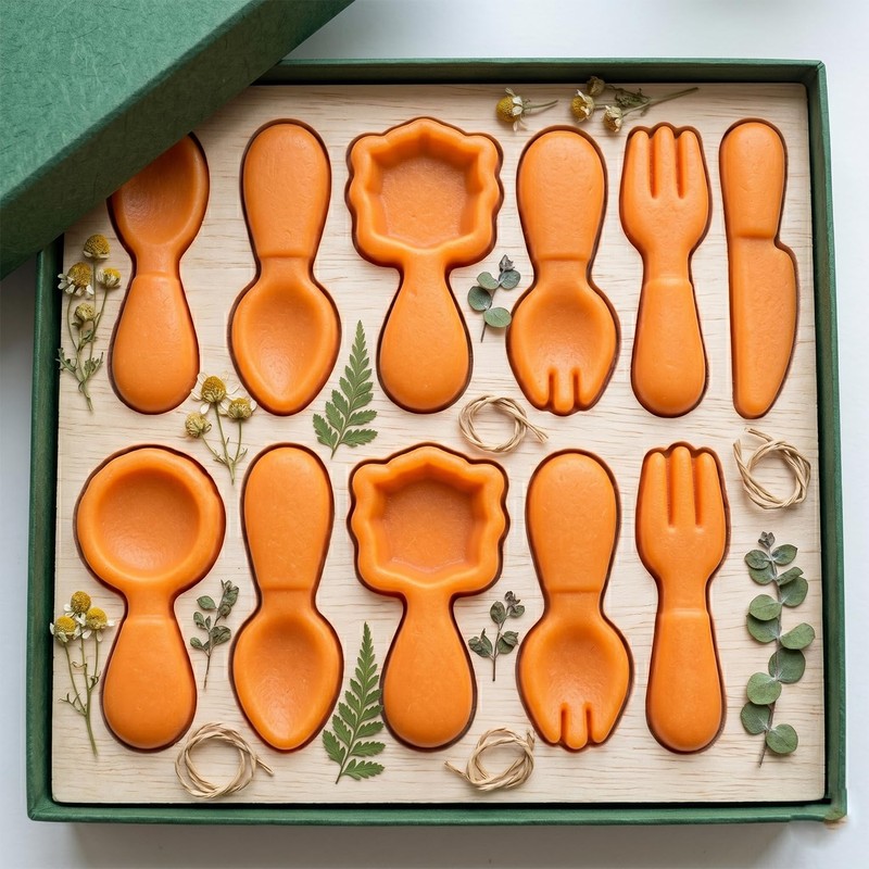 AIBOYA 12 Cavity Spoon Knife Fork Silicone Candy Molds