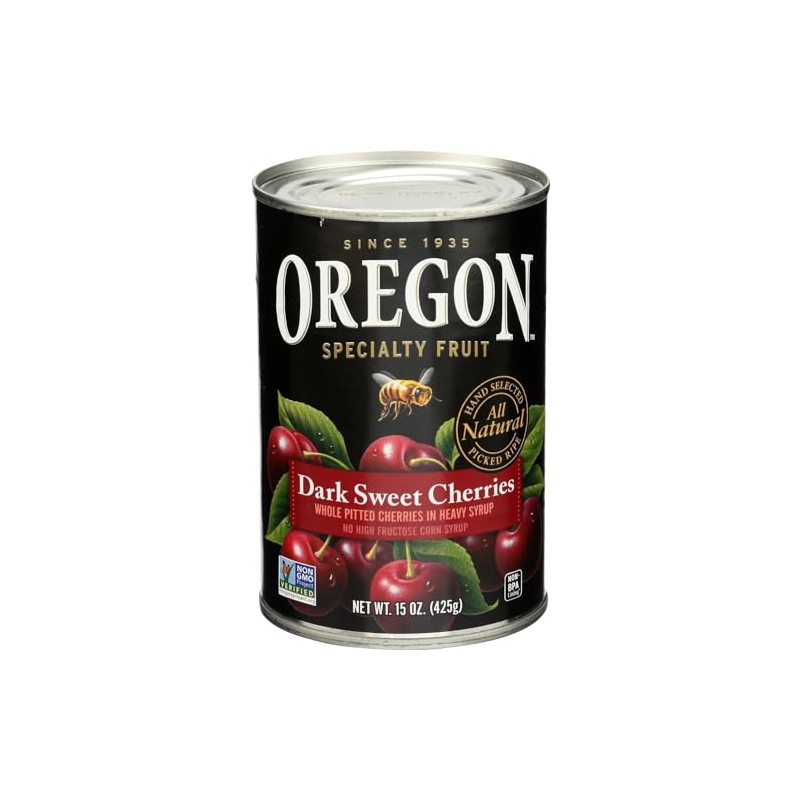 Oregon Fruit Products Dark Sweet Cherries in Heavy Syrup, 15
