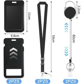 2 Piezas Porta Gafete Hombres y Mujeres, Porta Credencial Vertical, Con Mosquetón Retráctil y Lanyard Desmontable, Porta Credenciales para Tarjetas de Identificación, Tarjetas de Acceso y Pases.