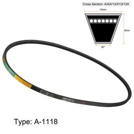 TA-VIGOR A-1118 V-Belt Drive Belt 1118mm Inner Girth 13mm Width 8mm Thickness, Neoprene Rubber A-Section Power Transmission Belts for Lawn Mower Industrial Equipment