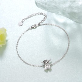 CVRAVO Highland Cow Bracelet 925 Sterling Silver Adjustable Cow Bracelet Cute Animal Jewelry Gifts for Women