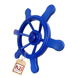 h2i Steering wheel for play tower and playhouse, pirate steering wheel made of weatherproof plastic, movable play ship, play tower accessories, blue