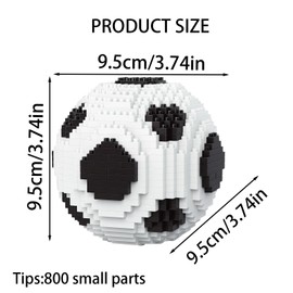 Football Building Blocks Set, 830 Pieces, 3D Puzzle for Adults and Children, Football Gifts for Boys and Football Fans, Decorative Model with 20.4 cm Diameter