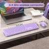 KEQTFT Wireless Keyboard and Mouse Combo, 110 Round Quiet Keys,