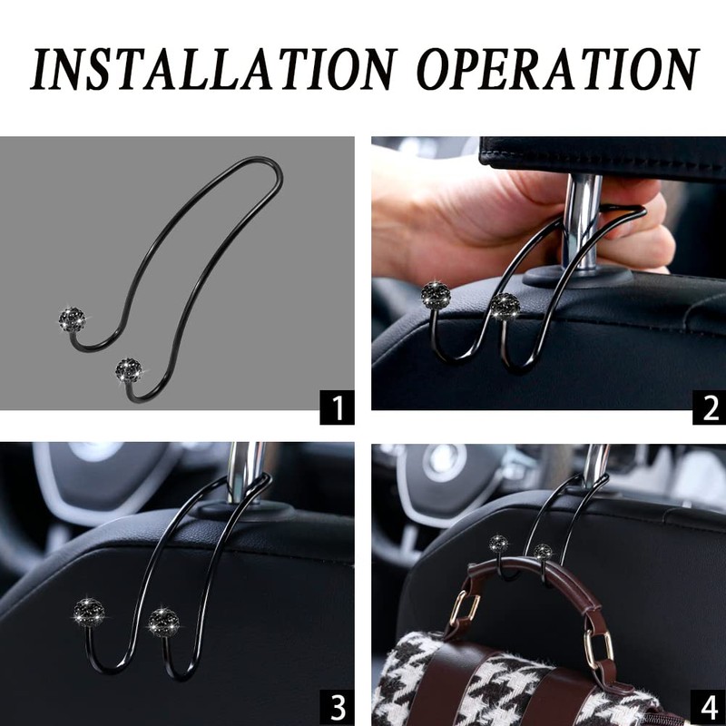 SAVORI Auto Hooks Bling Car Hangers Organizer Seat Headrest Hooks