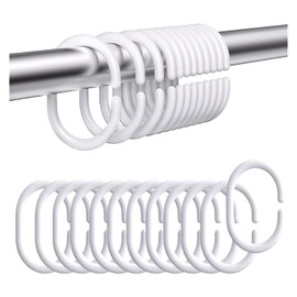FuninCrea 24 Pieces Shower Curtain Rings, Plastic Shower Rings for Shower Curtain Rods in C Shape, Shower Curtain Hooks, Shower Curtain Rings, Replacement Bathroom Drape Loop Shower Curtain Rails