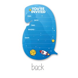 Cute Outer Outer Space 6th Party Invitations with Envelopes, 20 Set Space Astronaut Six Shaped Invitations Sixth Birthday Kids Party Invites Supplies Favors, Double-Sided