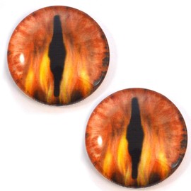 Fire Dragon Animated Glass Eyes Holographic Flaming Cabochon Pair for Art Dolls, Sculptures, Props, Masks, Cosplay, Decor Props, Jewelry Making, Taxidermy, and More (40mm)