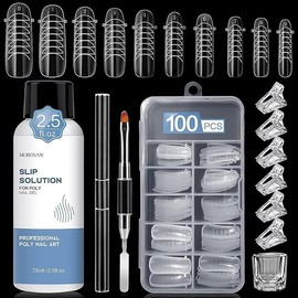 Morovan Poly Gel Slip Solution 2.5oz Liquid Slip Solution with Brush Crystal Cup