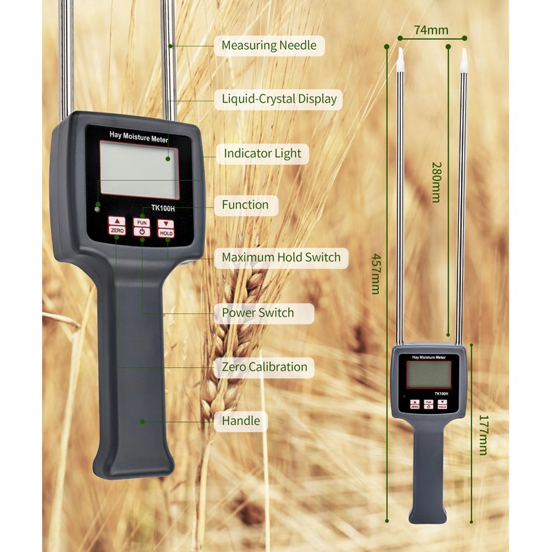 TK100H Portable Hay Meter, Hay Tester with Probe, Fast Measurements,