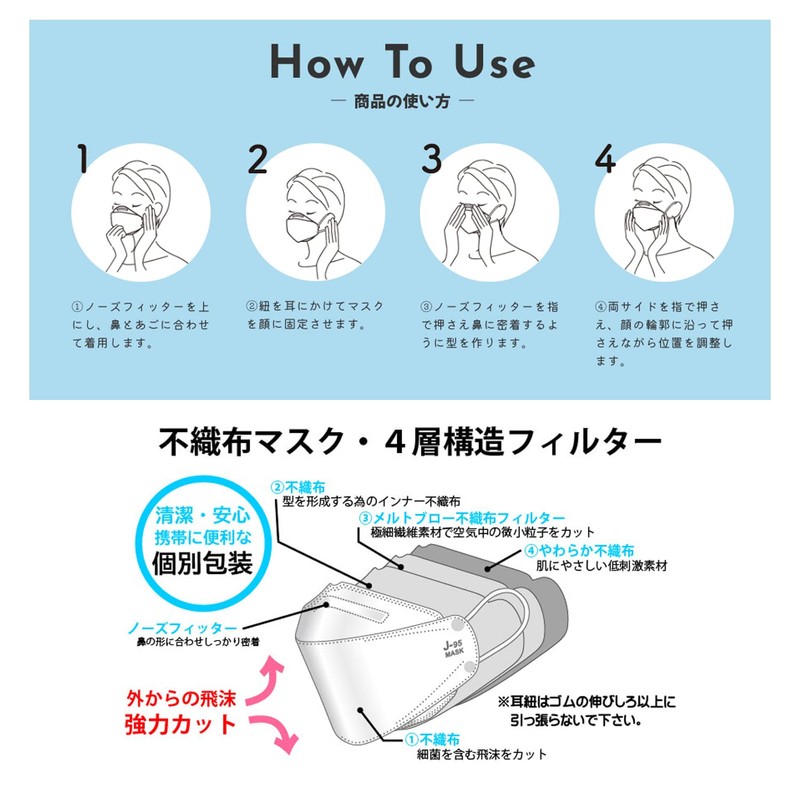 Siroppu J-95 Mask, Made in Japan, J-95MASK (JIS Standard) Genuine