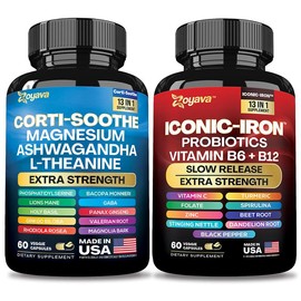 Soothing Strength Set - Zoyava Corti-Soothe & Iconic-Iron All-in-One Supplement Combo with Extra Strength Ingredients - MADE IN USA