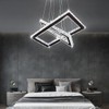 Finktonglan Modern Crystal Chandelier, Rectangular Double Ring LED Pendant Light,