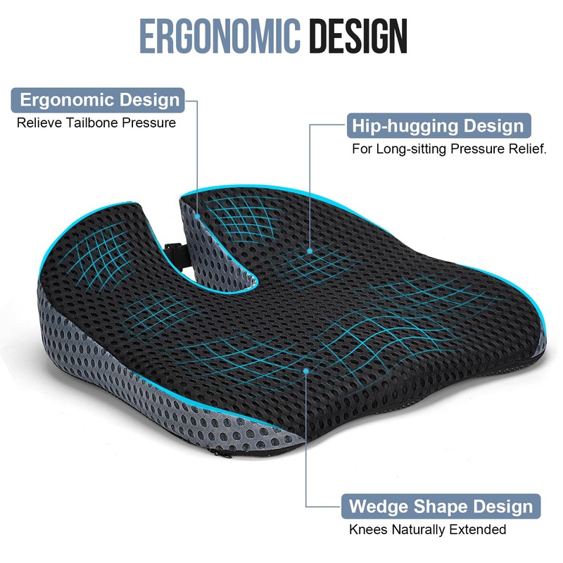 Ajiteogy Car Seat Cushion, Memory Foam Car Wedge Seat Cushion
