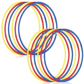 Sratte 12 Pcs Hoop for Detachable Adjustable Hoop Colored Exercise Ring Plastic Circle for Gymnastics Equipment Require Self Assembly (28 Inch,Red,Blue,Yellow)