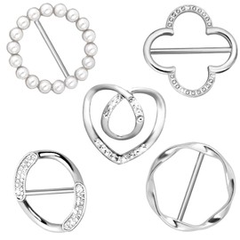 LLMSIX 5PCS Shirt Ties Clips for Tshirts, Scarf Buckle for Women, Fashion Metal Scarf Buckle Ring Suitable for Daily Commuting and Shopping Creating A Fashionable and Well-Organized Outfit (Silvery)