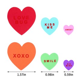 Ruisita 500 Pieces Valentine's Day Heart Shaped Foam Stickers in Pure Color Printed Letters 8 Colors 3 Sizes Self-Adhesive Stickers for Valentine's Day Scrapbooking Craft Decorations