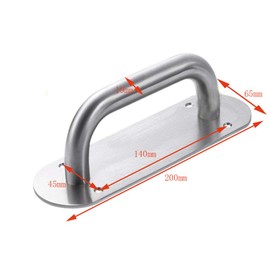 Sliding Door Handle, Tiberham Heavy Duty Stainless Steel Pull Push Door Handles with Back Plate, Gate Handle Toilet Door Pull Plate Wooden Cabinet Cupboard Handle Hardware (200 x 65 mm, Round)
