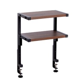 AirTaxiing Clamp on Desk Shelf 12.6 * 7 inch, 2-Tier Shelving Unit Table Organizer Above or Under Desk, Storage Tray Desk Workspace Organizers Desktop Storage Table Extender for Office Home