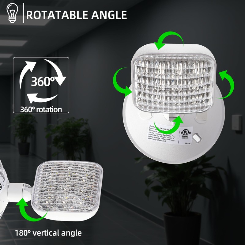 Enjvvs Emergency Remote Head Lighting, Single Head Emergency Light, Adjustable