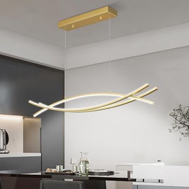 FDPBY Modern Gold LED Chandelier 6000K 28W dimmable Pendant Light for Living Room Dining Room Kitchen Island Bedroom Foyer