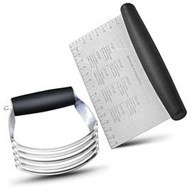 ALLTOP Juego de rascador de banco de acero inoxidable y batidora de repostería, herramienta esencial para hornear cocina eficiente multiusos con mango