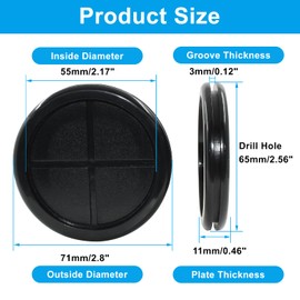 Dijedev 2-1/8 inch ID x 2-1/2 inch Drill Hole Dia Rubber Grommets for Wiring, 6Pcs Double Sided Rubber Plugs for Holes Firewall Grommet Automotive, Wire Cable Protection for Metal Electric Box, Black